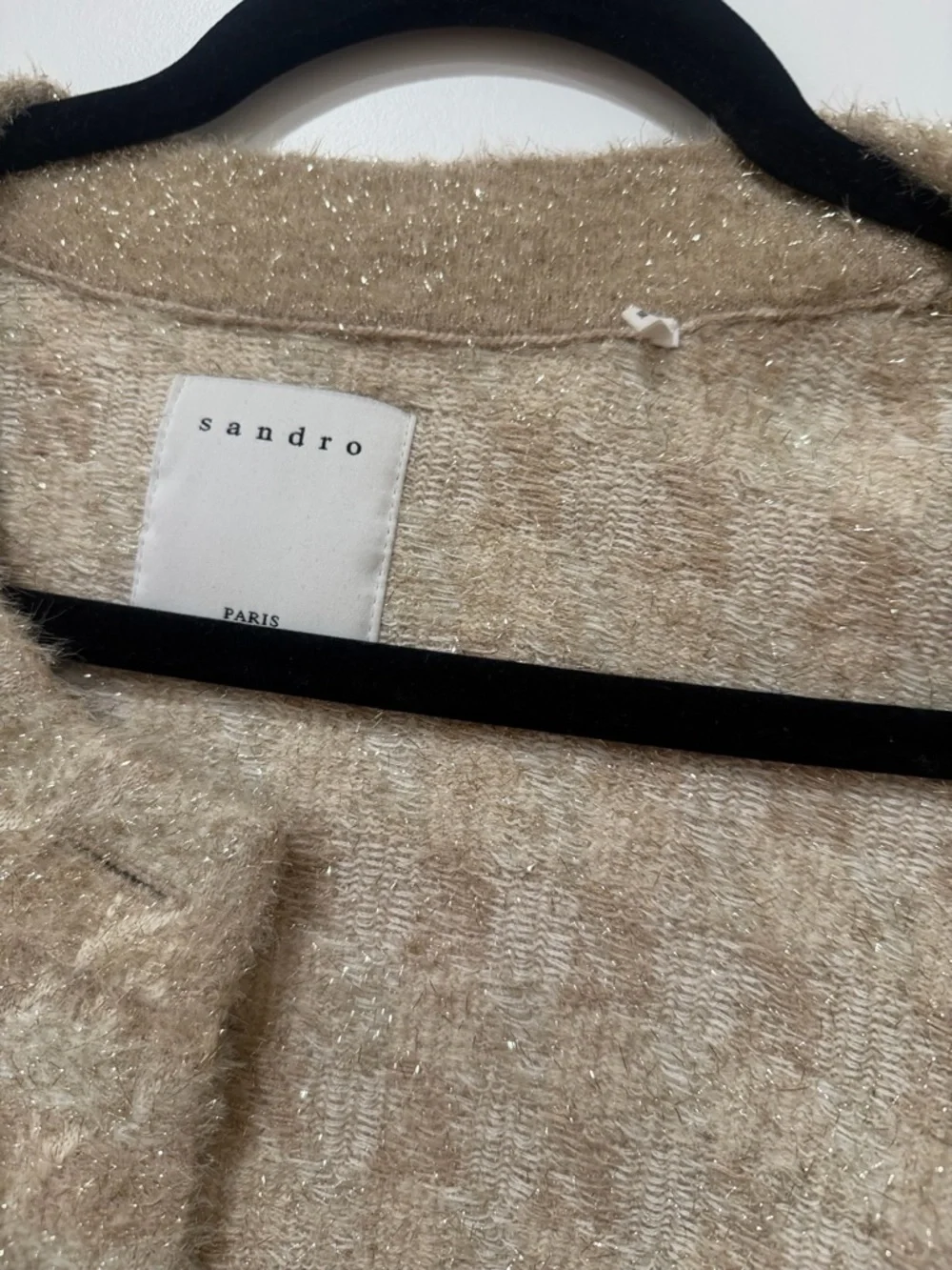 Sandro Beige Textured Tweed Button Jacket - Picture 8 of 9